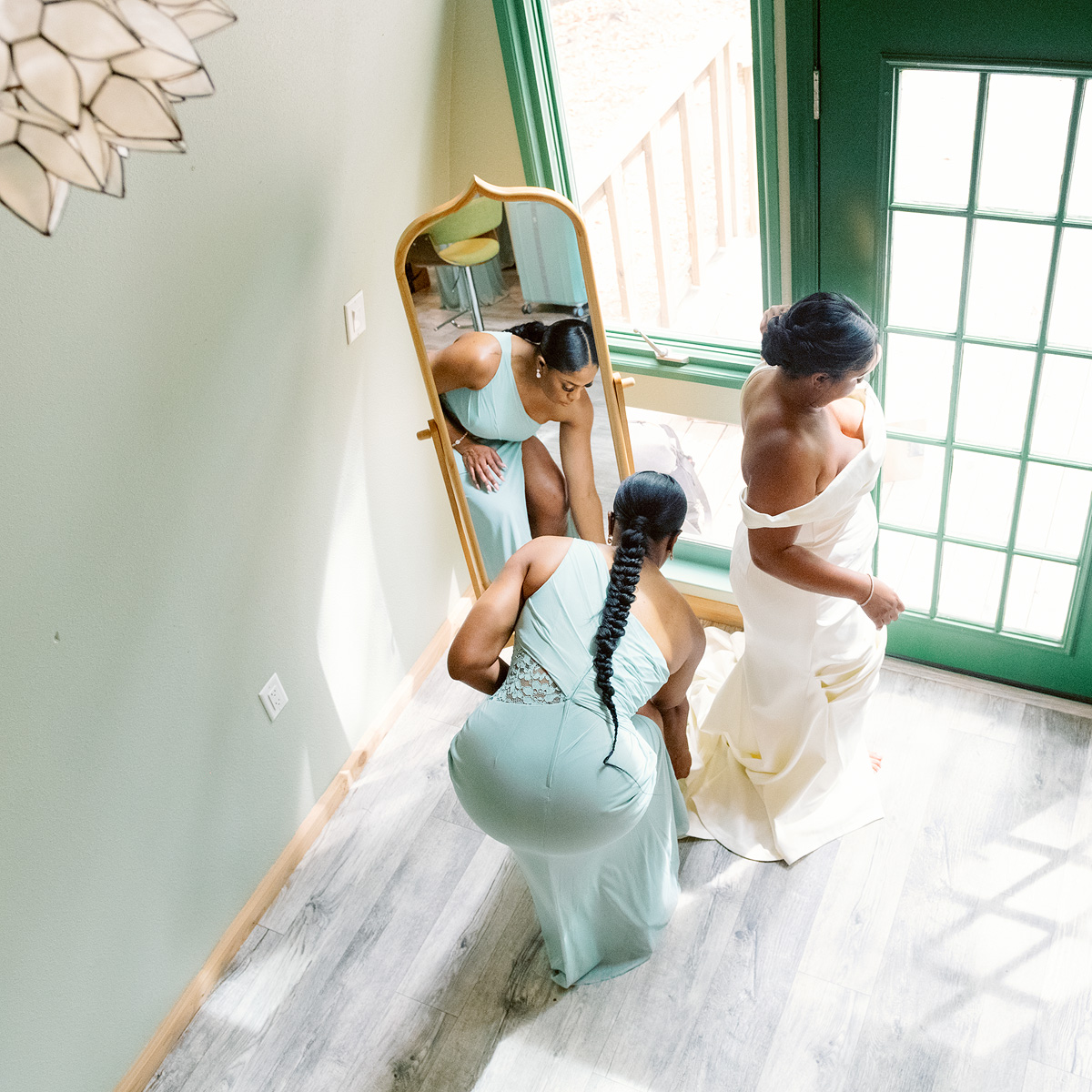 African American Bride Getting Ready at the shires 