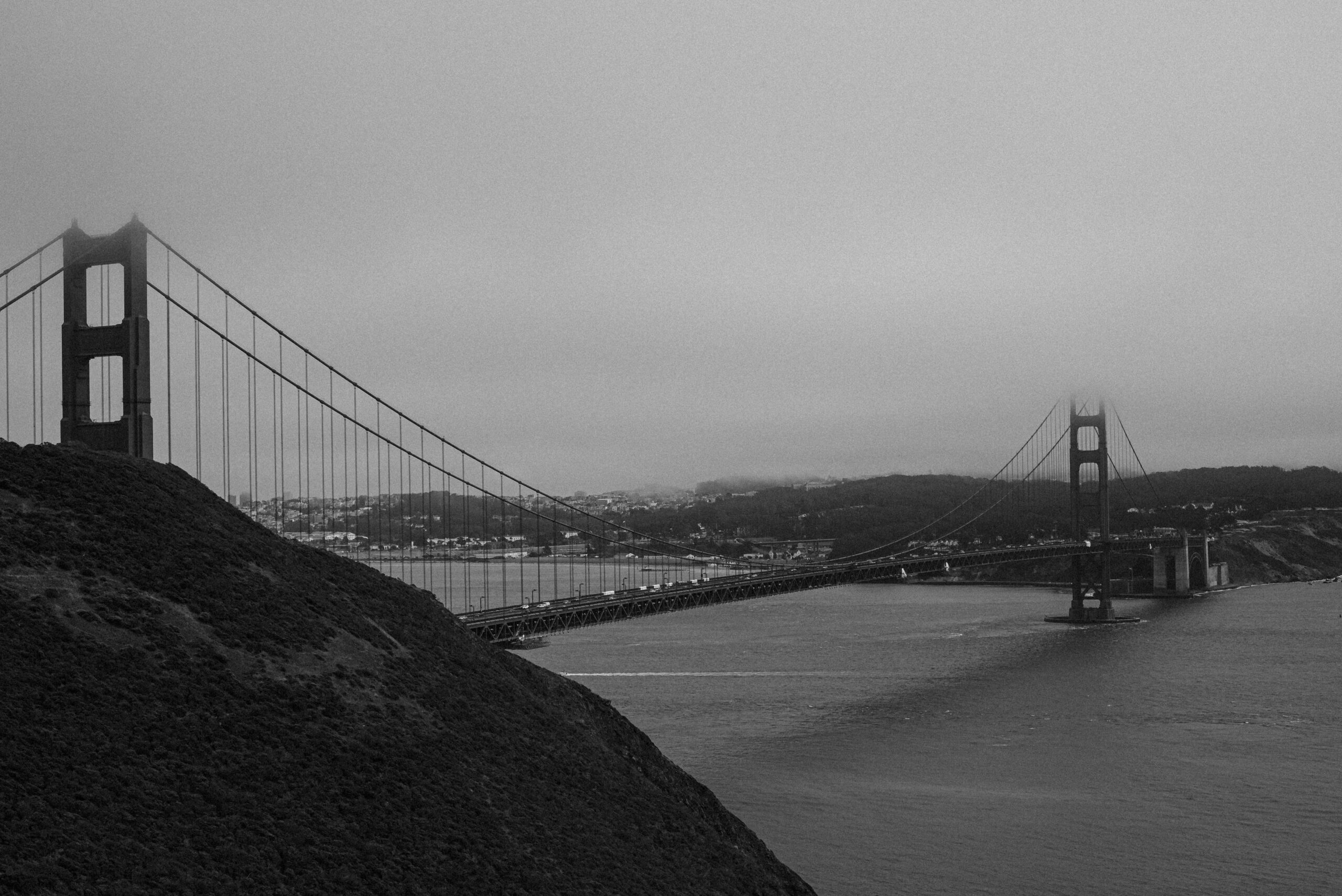 Foggy Morning Black and white photograph of The Golden Gate  